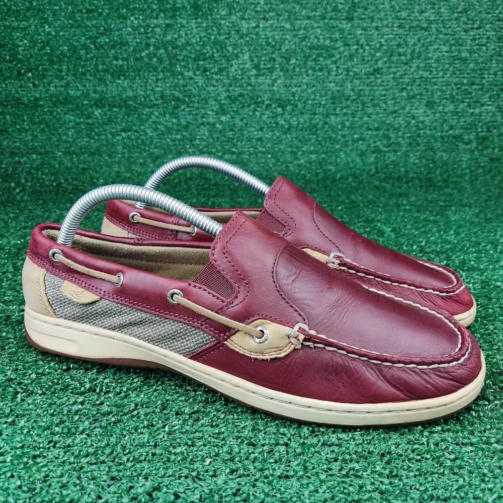 Sperry Boat Shoes Mens 10M Burgundy Billfish Slip On Loafers Leather 9617531